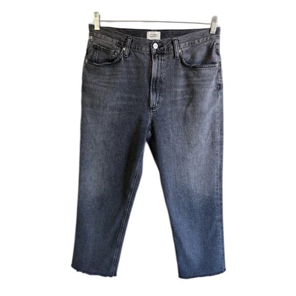 Citizens Of Humanity Denim - Citizens of Humanity Daphne Crop Jeans 30 Black High Rise Raw Hem Women